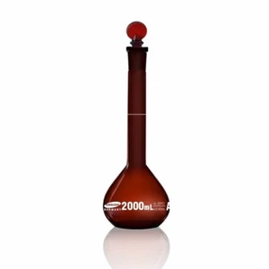 Omsons Glassware | Volumetric Flask | Class A | Capacity 2000ml | Pack of 1 | - Picture 1 of 5
