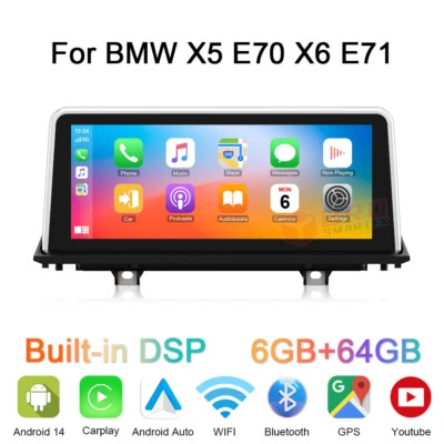 10.25" für BMW X5 E70 X6 E71 CCC Android 14 Autoradio CarPlay DAB+ 64G GPS Navi - Bild 1 von 4