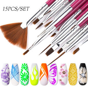 15PCS/Set Nail Art Design Dotting Painting Drawing UV Gel Polish Brush Pen Tools