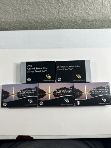 New Listing2011-2015 United States Mint Silver Proof Sets. All Coas And Boxes