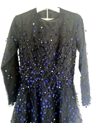 Vestido formal de tul de diseñador Sachin & Babi negro y azul Foto 1 de 4