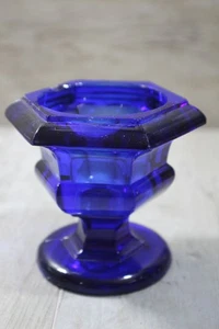 MCM Cobalt Blue Solid Glass Tea Light Candle Holder 3inT - Picture 1 of 6