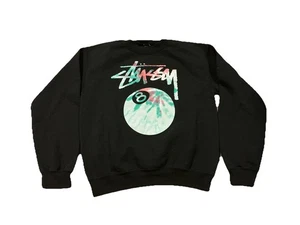 Sudadera Stussy Multicolor Ocho 8 Bolas Logo Cuello Redondo Pequeña Negra - Imagen 1 de 12