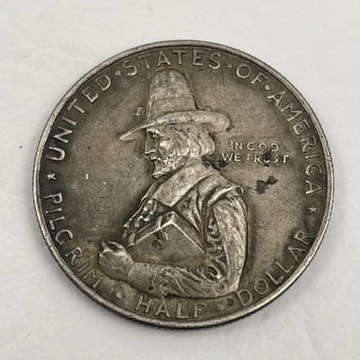 1920 Pilgrim Silver Half 1/2 Dollar - Tercentenary Celebration 1620-1920 - Image 1 of 2