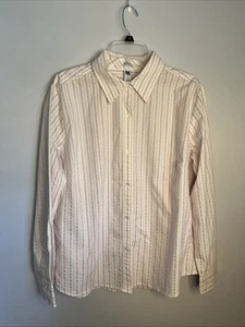 GAP Stretch Women’s XXL Long Sl Ivory & Pink Stripe Button Shirt - Pristine B80 - Picture 1 of 10