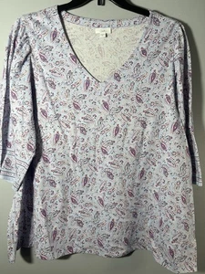 Top J. JILL Mangas 3/4 Azul Claro Floral Multicolor ~ Talla 2X - Imagen 1 de 11