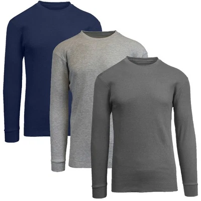 Paquete de 3 camisas térmicas clásicas de punto suave para hombre - acanaladas y cálidas (tallas - S-2XL) NUEVAS Foto 1 de 2