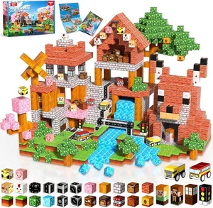 200PCS Minecraft Magnetic Blocks, Magnetic Building Block Cubes, Castle Set,STEM - Picture 1 of 6