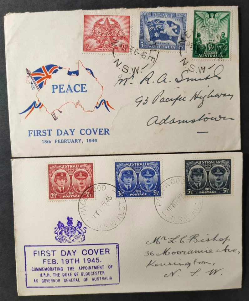 AUSTRALIA 1945-46 FDC DUO (JF) - Image 1 of 1