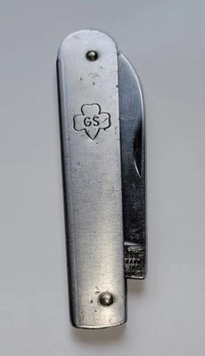 Navaja de bolsillo plegable de una sola hoja de acero inoxidable Girl Scout George Schrade de colección Foto 1 de 4