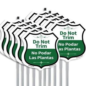 Letrero con forma de escudo bilingüe inglés/español No recortar con estaca - Imagen 1 de 14