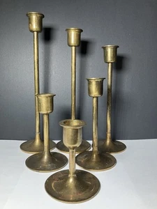 Vintage 7er Set Kerzenständer Messing abgestuft Kegel - Bild 1 von 9