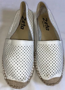 Women’s Zeta Spanish Made White Leather Espadrilles - 38 - Great condition! - Picture 1 of 7