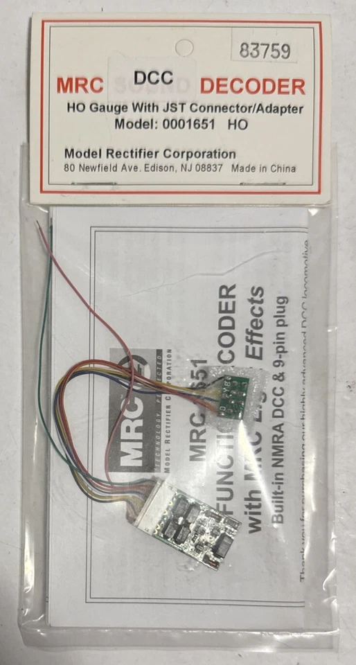 MRC HO 1651 4 Function Decoder JST Connector Brand New In Package - Image 1 of 1