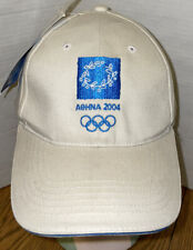 Olympics 2004 Athens Hat Cap Official NWT Greece Ivory Blue Embroidered Adjust