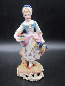 FINE 19th CENTURY GERMAN PORCELAIN FIGURINE OF A GIRL OR YOUNG LADY. - Picture 1 of 24