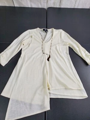 Blusa mujer IZ Byer marfil manga 3/4 talla M con collar adjunto Foto 1 de 4