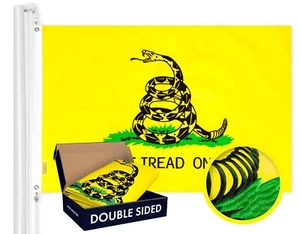 Gadsden Don't Tread on Me Flagge USA USA 3x5 Fuß doppelseitig bestickt historisch - Bild 1 von 7