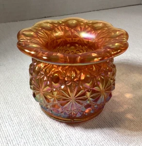 Fenton Signed Terry Crider 14/150 Daisy Button Marigold Carnival Glass Vase 1981 - Picture 1 of 10