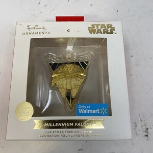 Star Wars Millennium Falcon Hallmark Premium ornamento oro scatola rossa NUOVO - Foto 1 di 4