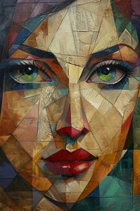 Picasso Style Woman Face Canvas Picture Print Wall Art - Picture 1 of 7