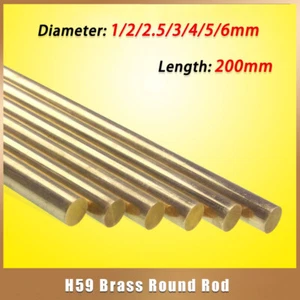 H59 Brass Round Rod Metal Solid Copper Bar Stick Diameter 1mm-6mm Length 200mm - Picture 1 of 9