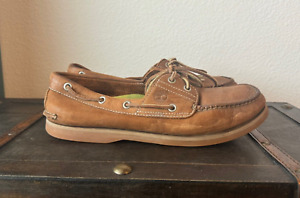 Comfort Timberland Mens Boat Shoes Brown Leather Lace Up, Size 10M