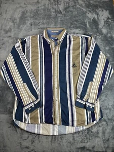 Vintage Guess Classic Sportswear Button-Up Shirt Mens L Striped Long Sleeve 90s - Picture 1 of 12