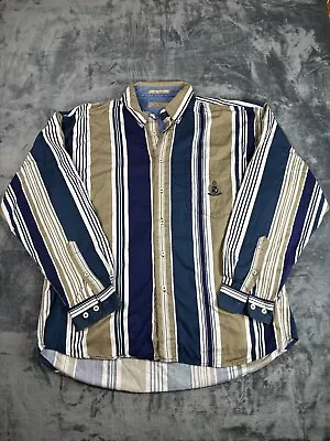 Vintage Guess Classic Sportswear Button-Up Shirt Mens L Striped Long Sleeve 90s - Image 1 of 4