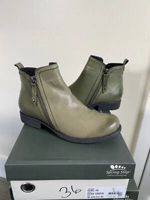 Spring Step Oziel Women's UK 36 US Size 5.5-6 Olive Green Leather Ankle Bootie - Image 1 of 4