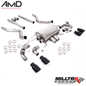 Milltek 5.0 V8 Defender 90 Exhaust System Non Resonated SSXLR116 Black Tips - Picture 1 of 5