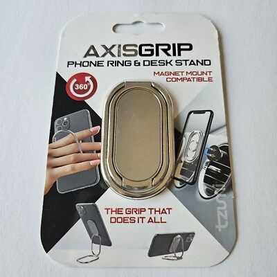 Anillo de teléfono grande AxisGrip y soporte de escritorio plegable - METAL PLATEADO Foto 1 de 4