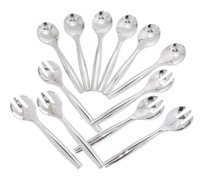 12 Heavy Duty Disposable Plastic Serving Utensils-Six Each (10" Forks & 10" Spoo - Picture 1 of 12