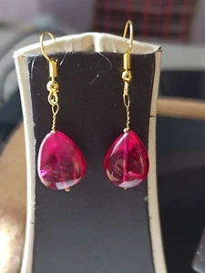 Ruby Corundum Smooth Pear Beads 13x17 mm ruby Earring Gemstone - Picture 1 of 7