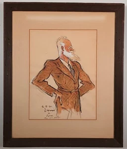 Original Watercolor & Gouache Painting of George Bernard Shaw by Aloysius Derso - Picture 1 of 5