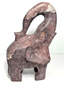 Estatuilla de elefante macizo de piedra roja tallada a mano escultura tronco de colección - Imagen 1 de 10