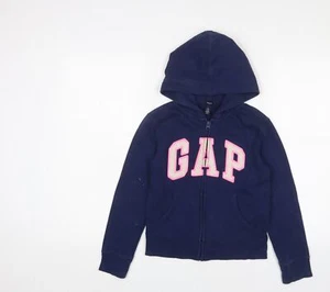 Gap Girls Blue Cotton Full Zip Hoodie Size 8-9 Years Zip - Logo, Embroidered - Picture 1 of 10
