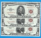 1963 $5 Usn Legal Tender Notes (3) Notes,red Seal,circ Vf,nice!