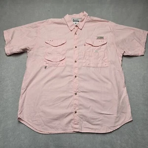 Columbia PFG Men's XL Button Down Shirt Adult Pink Fishing Vented Short Sleeve - Picture 1 of 10