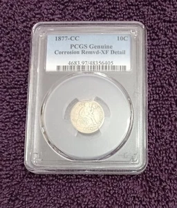 Moneda de diez centavos Liberty Seated 1877-CC, PCGS detalles extremadamente finos - Imagen 1 de 4