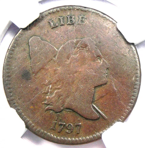 1797 Liberty Cap Flowing Hair Half Cent 1/2C - Certified NGC VF20 - $3,250 Value Cover