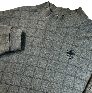 TIGER WOODS Mens XL Long Sleeve Mock Neck Olive Windowpane Sweater Virginia Oaks - Picture 1 of 11