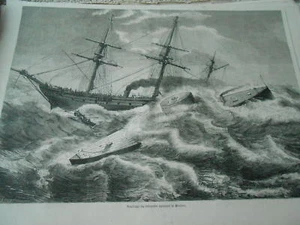 Gravure 1863 - Naufrage du Batiment cuirassé Le Monitor - Foto 1 di 1