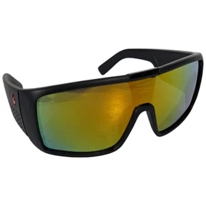 Gold Lens Lazerface Shield Sunglasses Dragon Fire Black Futuristic Future Tech - Picture 1 of 8