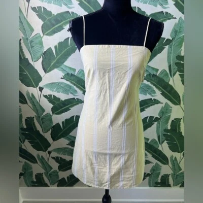 Vestido Falda Sabo Amarillo Pálido Verde Rayas Espalda Abierta Mini Vestido XS NUEVO SIN ETIQUETAS Foto 1 de 4