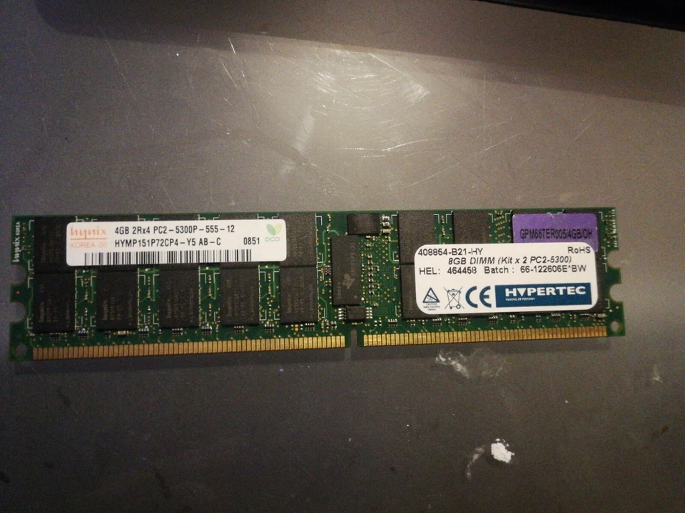 Hynix 4gb 2Rx4 PC2-5300P-555-12 - Image 1 of 1