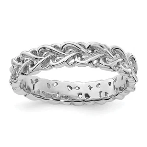 Solid Sterling Silver Stackable Expressions Polished Intertwined Heart Ring - Picture 1 of 6