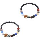  2 Count Solar System Beads Bracelet Miss Lovers Frosted Fine