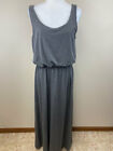 Sonoma L Solid Heather Gray Knit Blouson Maxi Dress Elastic Waist