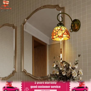 Tiffany Style Retro Stained Glass Wall Lamp Bathroom Wall Sconce Light Fixture - Picture 1 of 13